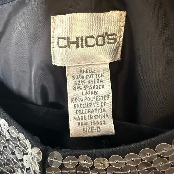 Chico's Womens Black and White Sequin Geisha Jacket Size 0 (Small) - Picture 3 of 6